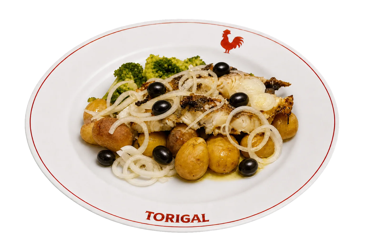 Morue grillée du Torigal présentée sur son plat